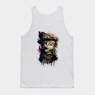 Pirate Cat Colorful Painting Tank Top